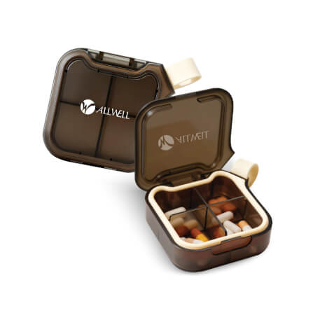 กล่องยา ALLWELL รุ่น MEDIPOD สีน้ำตาล-ครีม (4 ช่อง)_0